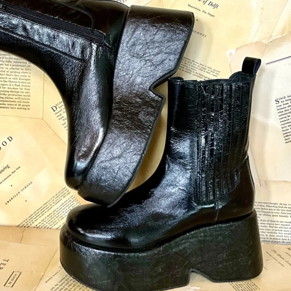 Free people disco days platform patent leather boots